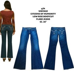 2000'S Vintage Citizens of Humanity Low rise Boot cut Flare Jeans sz.‎ 28"